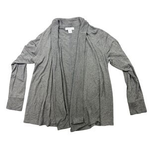 Liz Claiborne Weekend Sweater Womens Large Gray Knit Open Front Cardigan Stretch